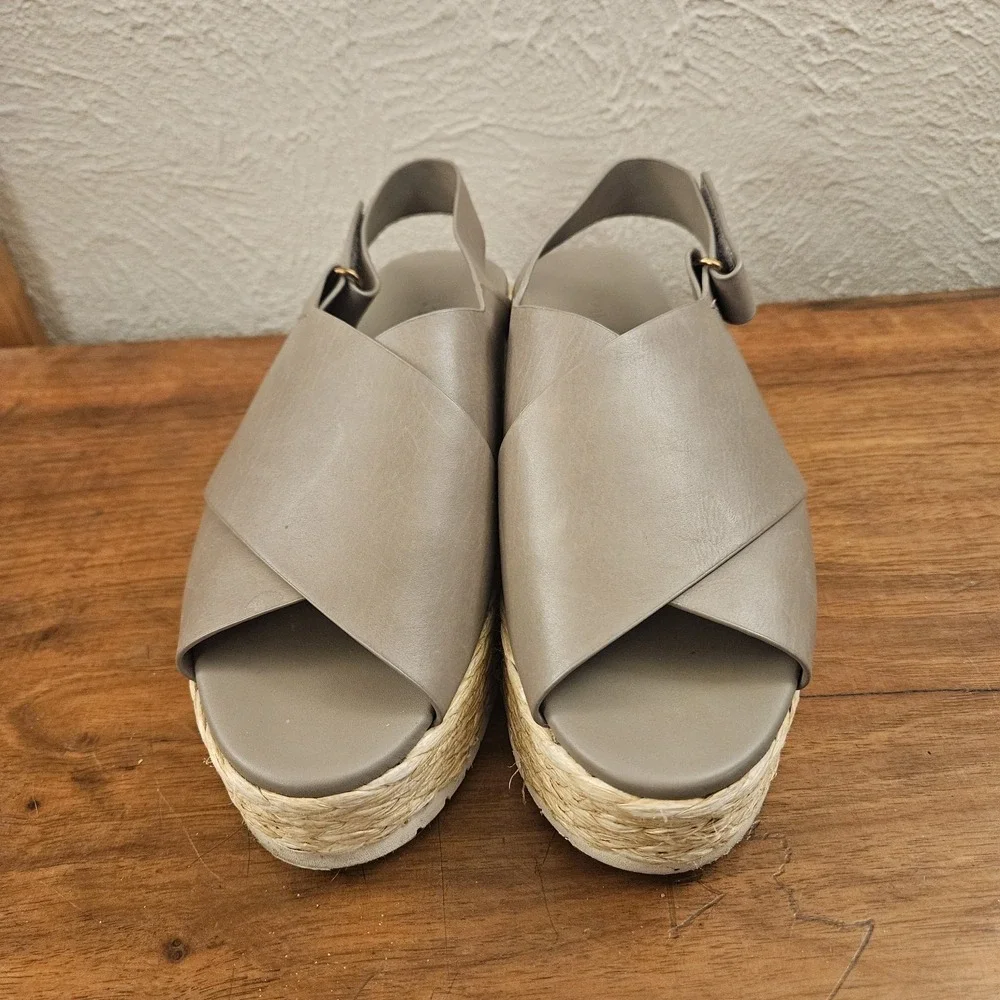 Vince Women's Jesson Platform Espadrille Sandals US Size 6M EUR Size 36 Gray Tan